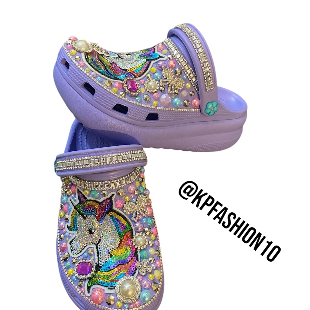 CROCS Purple Fantasy Slippers with Unicorn Charm